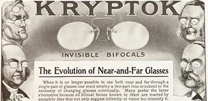 KRYPTOK Invisible Bifocal Glasses 1905 Print Ad~Frame-Worthy Optical Office Art! - Picture 1 of 2