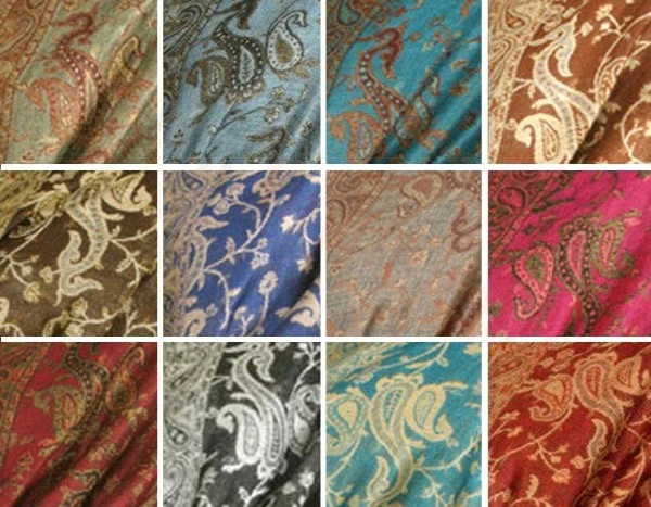 12件装时尚轮廓佩斯利披肩围巾多种颜色-散装批发 — 第 1/4 张图片