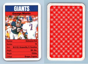 George Martin - New York Giants 1987 ACE NFL Fact Pack Card