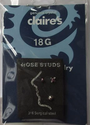 5JD H 18 g purple crystal ball NOSE STUD Body jewelry surgical steel - Image 1 of 4