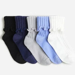NWT J. Crew Girls' Ruffle-Trim Socks Five-Pack S - Picture 1 of 2