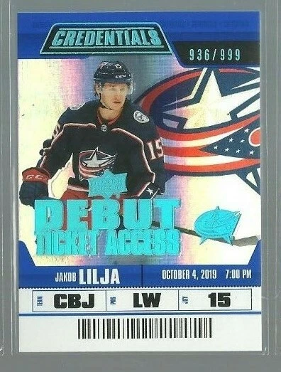2019-20 Upper Deck Credentials #70 Jakob Lilja 936/999 RC (ref 93133) - Image 1 of 1
