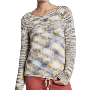 Theory Coella Blue/Yellow Chain Cotton Tie Hem Sweater Misses size M - Picture 1 of 8