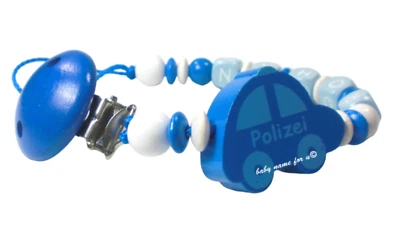 Schnullerkette mit Namen Polizei Auto Baby Junge Mädchen - Bild 1 von 4