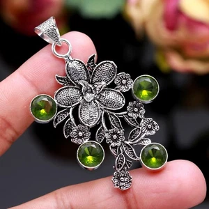 Peridot Gemstone Handmade 925 Sterling Silver Pendant Jewelry Gift For Love - Picture 1 of 6