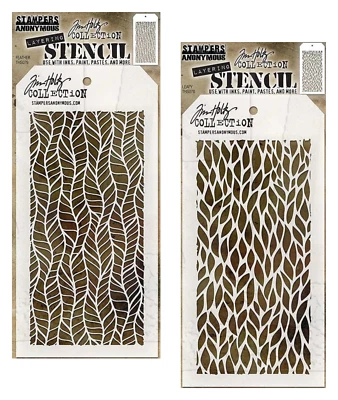 Juego de plantillas en capas con patrón de plumas y hojas onduladas Tim Holtz Foto 1 de 3