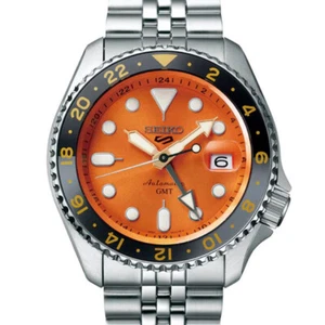 Seiko 5 Sports SSK005K1 GMT Orange dial 10bar Stainless Steel Automatic - Picture 1 of 7