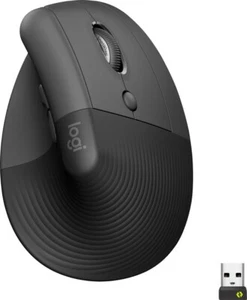 Logitech Lift Vertical Ergonomic Mouse Wireless -4 Customizable Buttons Graphite - Picture 1 of 5