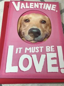 Biglietto LOVE FUNNY Hallmark Buon San Valentino Moglie Marito Cane Mamma Papà Occhi Movimento - Foto 1 di 3