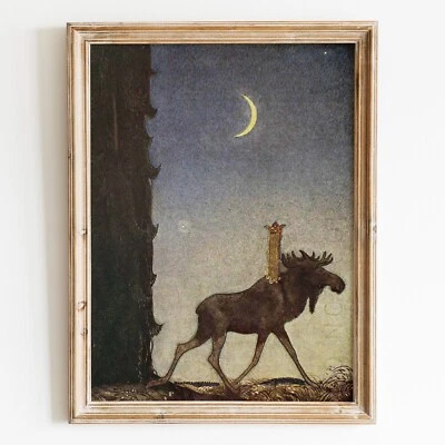 Impresión de póster de arte de pared Tuvstarr on Skutt - Princesa montada en alce John Bauer Foto 1 de 4