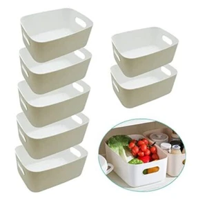 Set Of 7 Plastic Storage Bins for Toy Kitchen Under Bathroom Sink Versatile - Picture 1 of 8