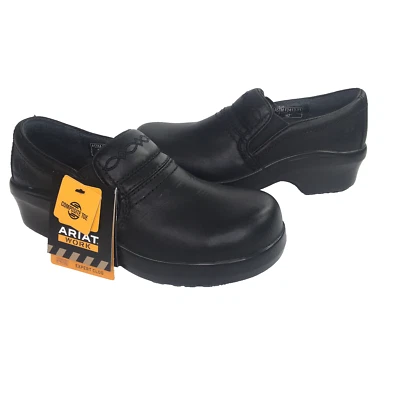 Ariat Women's Expert Clog Composite Toe Sz 6.5 Black Leather Slip Resistant - Image 1 of 4