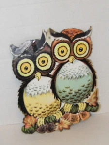 Owls Vintage Halloween Cardboard Decoration 13" Tall - Picture 1 of 3