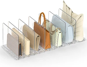 Adjustable Clear Handbag Organizer - 2 Sets for Closet Storage & Display - Picture 1 of 12