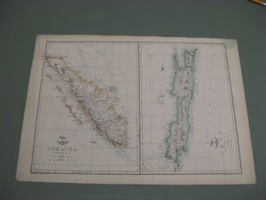 100% ORIGINAL LARGE SUMATRA JAVA BALI INDONESIA MAP BY WELLER C1863 VGC - Picture 1 of 1