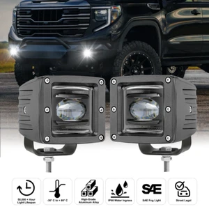 2x 3" Squadron SAE J583 LED White Fog Lights Kit Driving Lights Cube Pods Truck - Picture 1 of 12