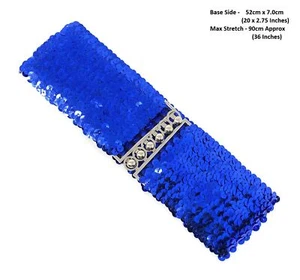 *UK* Pailletten blau Stretch elastisch breiter Gürtel Bund Korsett Paillette neu Geschenk - Bild 1 von 4