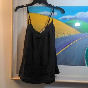 Forever 21 Women's Tank Top Black Silk With Zipper Back Adjustable Straps