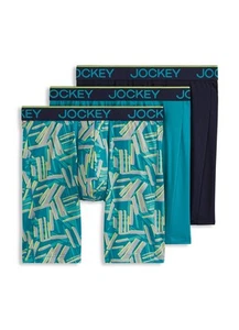 Jockey Men's Chafe Proof Pouch Microfiber 8.5" Long Leg Boxer Brief - 3 Pack - Picture 1 of 35