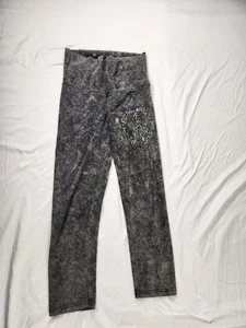 Paris Angel Leggings S Women Gray Acid Wash Rhinestone Peace Sign High Waist  - Bild 1 von 8