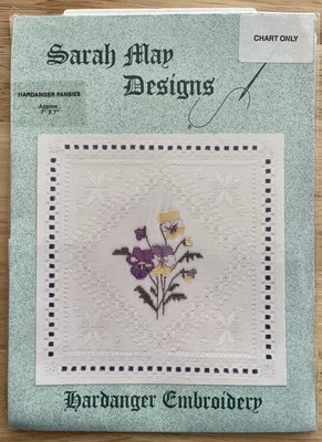 Sarah May Designs Hardanger Embroidery chart- Hardanger Pansies  - Image 1 of 4