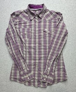 Cinch Shirt Womens Medium Purple White Plaid Pearl Snap Western Cowgirl Ladies - Picture 1 of 10