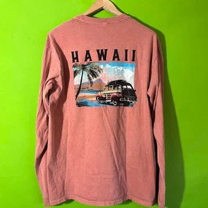 Large Vintage Crazy Shirt Pink long sleeve Hawaii Beach shirt - Picture 1 of 6