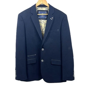 House of Cavani Navy Textured Blazer Jacket With Elbow Patches 38" Chest - Picture 1 of 9