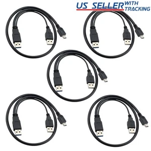5-Pack USB 2.0 A Male to Mini USB B + USB 2.0 A Data Charge Y Splitter Cable 18" - Picture 1 of 5