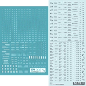 AW204-209 Detail-up Decal (for 1/144&1/100)Pure White/Dark Grey Model Accessory - Picture 1 of 10