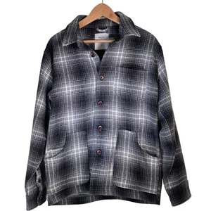 PERCIVAL Checked Overshirt Jacket Men's Medium Grey Black Plaid Casual Shacket - Picture 1 of 16
