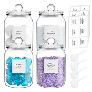 Laundry Pods Container,Laundry Detergent Container Made of glass,4 Pack Glass... - Picture 1 of 7