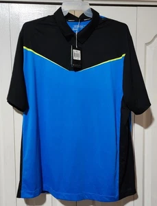 Nike Golf XXL Tour Performance Dri Fit Blue And Black Polo $75.00 Retail - Picture 1 of 9