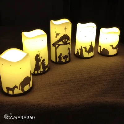 Juego de 5 velas LED de belén sin llama para decoración navideña Foto 1 de 2
