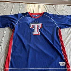 TEXAS RANGERS BLUE & RED SHORT SLEEVE DYNASTY SERIES MAJOR LEAGUE BASEBALL SZ XL - Picture 1 of 5