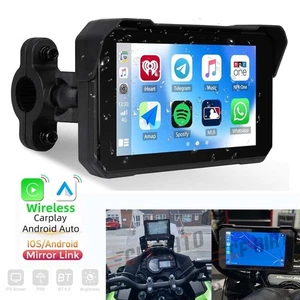 5'' Motorcycle Wireless Portable Carplay Android Auto Waterproof Car Stereo BT - Picture 1 of 9