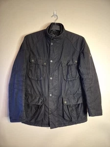 Barbour International Gauge Wax Jacket Quilted Biker Black Mens Medium - Picture 1 of 11
