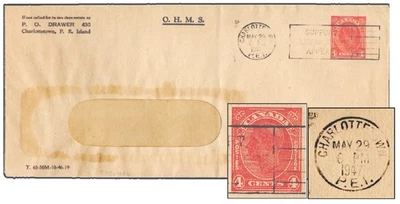 CANADÁ 4¢ CAJÓN 430 PEI OFICIAL ENV/MI 1947 DENX45-29 Foto 1 de 4