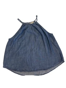 Miami blau Leinen Cami Tank Top Gr. M Artsy Cottage Boho Küste verstellbare Träger - Bild 1 von 9