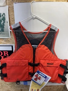 Kent Type III Orange Mesh Commercial Life Jacket Vest Pockets Size X-Large - NWT - Picture 1 of 16