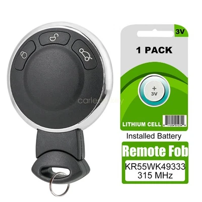Replacement For 2007 - 2014 Mini Cooper Smart Remote Car 3B Key Fob KR55WK49333 - Image 1 of 4