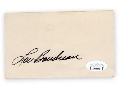 Lou Boudreau Signed Autographed 3X5 Index Card Indians Hall of Famer JSA CF45592 - Image 1 of 2