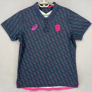 Stade Francais Shirt Mens Medium Blue Pink Polo French Rugby Union Asics Short - Bild 1 von 14