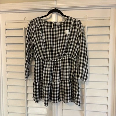 Time and Tru Black and White Plaid Maternity Top Size Medium - Image 1 of 4