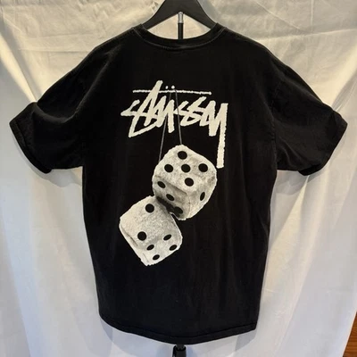 Streetwear Stussy Fuzzy Dice Black T-Shirt Size XL - Image 1 of 4
