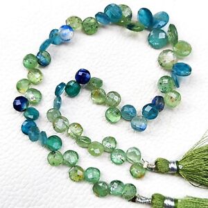 Natural Multi Kyanite Gem 6 to 8 mm Size Faceted Coin Shape Beads 10" Strand