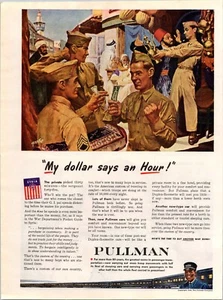 VINTAGE 1944 PULLMAN RAILROAD TRAIN WWII ERA SOLDIERS PRINT AD - Picture 1 of 1