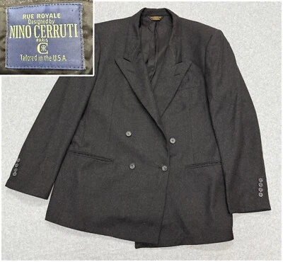 Blazer Vintage Nino Cerruti 42R * Doble Pecho Pico Solapa Traje Chaqueta Franela Foto 1 de 4