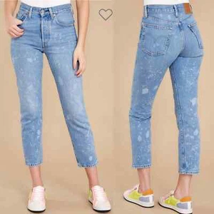 Pantalones de mezclilla rectos Levi's 501 CropHigh Rise algodón con botones talla 26x26 nuevos con etiquetas parada completa - Imagen 1 de 12