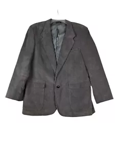 Manhattan Corduroy Jacket Mens 44R Gray Vented Lined Missing One Button - Picture 1 of 14